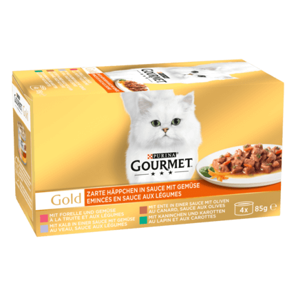 GOURMET® Gold Zarte Häppchen in Sauce mit Gemüse 4x85 g