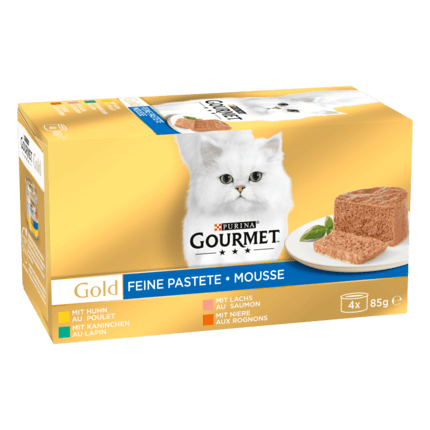 GOURMET™ Gold Feine Pastete mit Kaninchen, Huhn, Lachs, Niere 4x85 g​