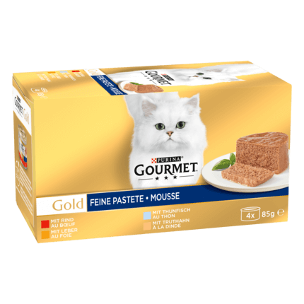 GOURMET™ Gold Mousse au bœuf, dinde, thon et foie, 4x85 g​