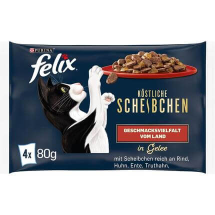 FELIX® DÉLICES TRANCHÉS EN GELÉE AU BŒUF, POULET, CANARD, DINDE