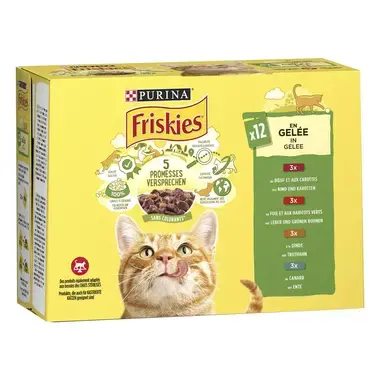 Friskies® en gelée à la viande et aux légumes, 12x85 g​