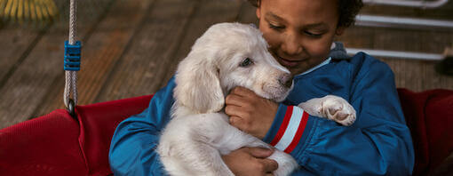 Présenter des chiots à des enfants